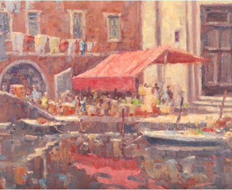 J.D Henderson (Glasgow active 1964-1989) Gilt framed oil on board, signed, and signed again and inscribed, verso. ‘The Pink A