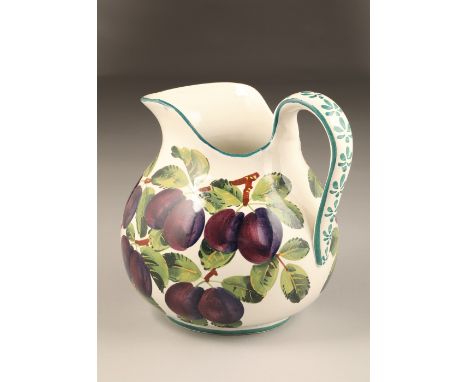 Scottish Wemyss pottery ewer, hand painted with plumbs, signed to base, height 26cm CONDITION REPORTThe ewer is in excellent 