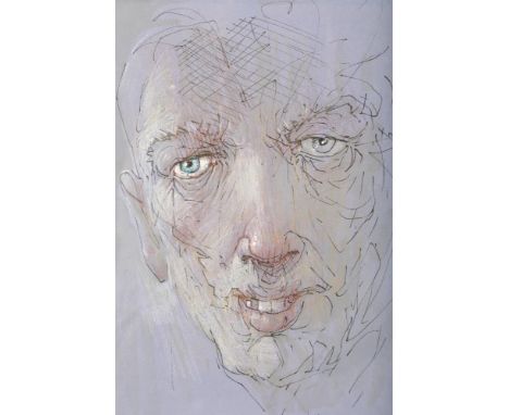 Peter Howson OBE (Scottish born 1958) ARR Mixed media on paper Self Portrait 20.5cm x 14cm