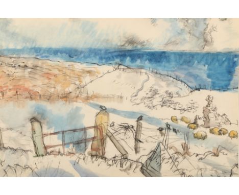 William D Clyne (Scottish 1922 - 1981)Framed watercolour, signed and dated 'Snowscene Caithness'54cm X 75cmThis work from the