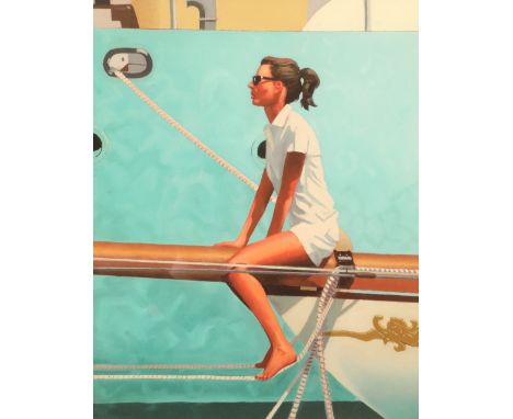 Jack Vettriano OBE (Scottish born 1951) Framed artists proof print, signed lower right 'Rowing At Sunset' 28cm x 24cm