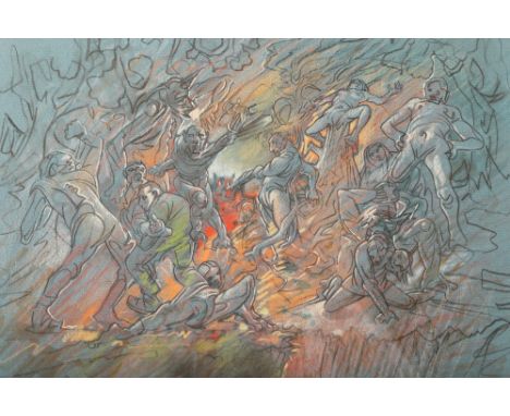 Peter Howson OBE (Scottish born 1958) ARR Framed mixed media, signed lower left 2012, 'Heaven On Earth', 29.5cm x 39cm