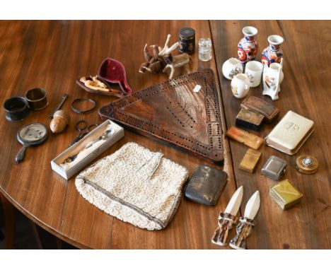 Various collectables including silver cigarette case, napkin ring, fob pencil, infant's bracelet and souvenir spoon (Cheltenh