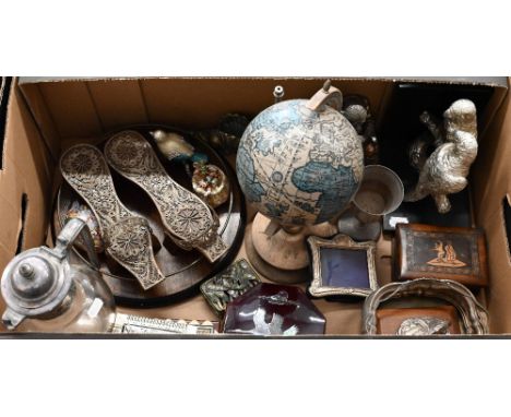 An Egyptian .900 grade silver goblet to/w a small silver-mounted photograph frame, pair of vintage Turkish bath clogs with wh