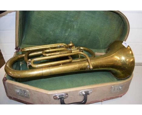 Brass Tuba marked First Class J Higham maker Manchester, lacking mouthpiece