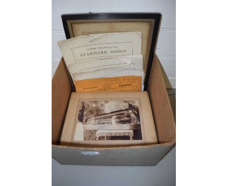 Box of mixed ephemera to include various sheet music, vintage photograph albums etc