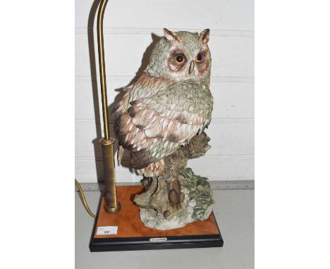 A Naples Capodimonte limited edition resin table lamp formed as a owl