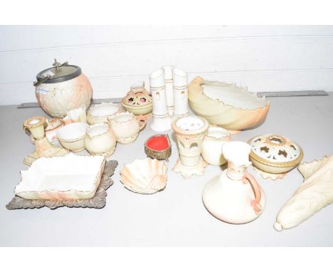 Collection of Locke &amp; Co blush Worcester porcelain items to include biscuit barrel, vases, jugs, pot pourri containers, c