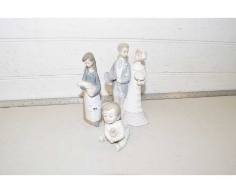 Two Lladro figures and a further Nao figure of a baby (3)