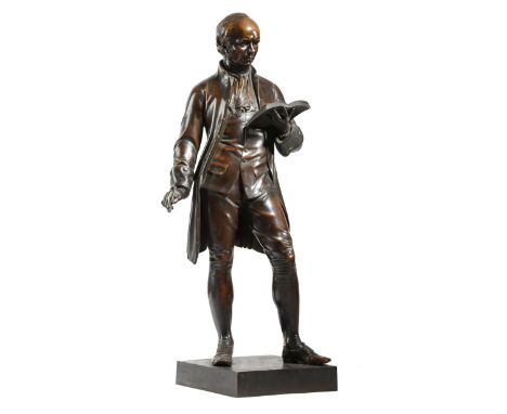 John Henry Foley R. A. (Irish 1818-1874). A 19th century bronzed electrotype figure of Oliver Goldsmith, the writer standing 