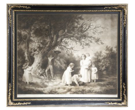 After George Morland (1763-1804). 'CHILDREN BIRD-NESTING', a mezzotint print engraved by W. Ward and published by J. R. Smith