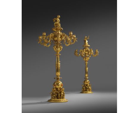 A pair of important French Louis-Philippe Royal ormolu and hardstone mounted candelabra made for Ferdinand-Philippe duc d'Orl