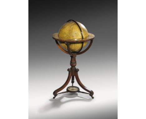 A George IV fifteen inch terrestrial library globe by J. &amp; W. Newton, of twelve hand-coloured and engraved gores, inscrib