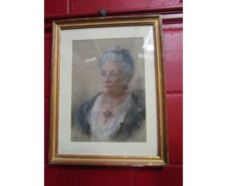 MAUD WEST WATSON: Pastel portrait of a mature lady, framed and glazed, 35.5cm x 25cm