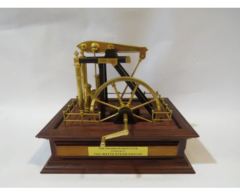 A Franklin Institute Watts Steam Engine model on display stand, 15.5cm tall