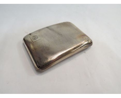 A John Henry Wynn silver ergonomic silver cigarette case with engine-turned detail, Birmingham 1948, 171g approximate weight