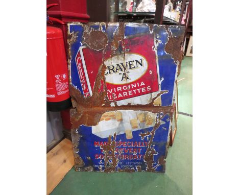 A Craven "A" cigarettes enamel advertising sign, 91cm x 61cm, a/f  