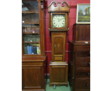 A John Peck of Wellingboro longcase clock, oak and mahogany case with shell marquetry inlaid door, bracket feet