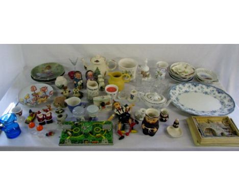 Assorted ceramics and glassware etc inc Goebel, Sadler and a tinplate toy