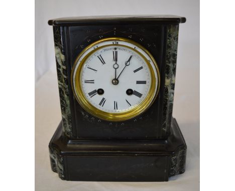 Slate & marble mantle clock with french movement (af)