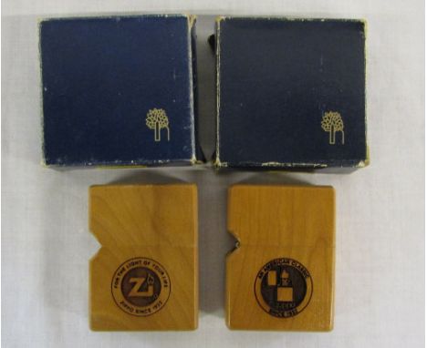 2 engraved wood case Zippo lighters 'For the light of your life' and 'An American classic' (both unused)