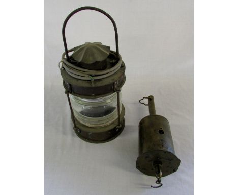 Bask Buoy ships lamp & a Victorian brass clockwork bottle jack