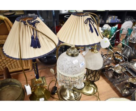 Four table or bedside lamps including a pair and art deco styles