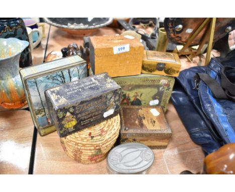 A selection of collectable tins and trinket boxes including Thornes