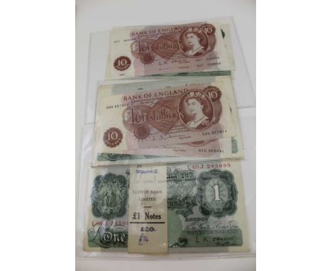 A COLLECTION OF MID 20TH CENTURY BRITISH BANK NOTES, mainly £1.00 notes, and ten shilling notes, but also a £5.00 and £10.00 