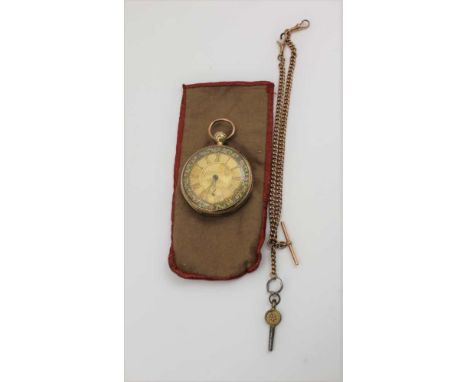 AN 18CT GOLD CASED GENTLEMAN'S POCKET WATCH, the movement engraved "William Hanlon, Dublin", No. 1035, engine turned dial wit