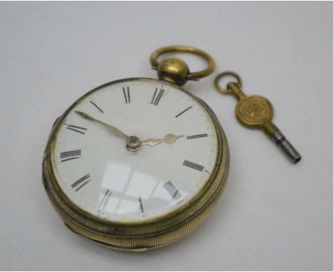 A 19TH CENTURY GENTLEMAN'S POCKET WATCH, the verge movement engraved to the back plate "John George London 6079", white ename