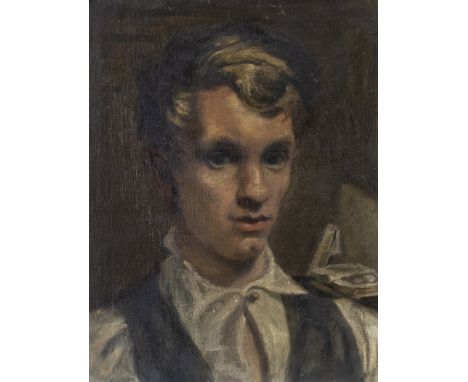 ATTRIBUTED TO BERNARD FLEETWOOD-WALKER RA RSW PRBSA (1893-1965), PORTRAIT OF A YOUNG MAN oil on canvas board 40cm x 30cm Unfr
