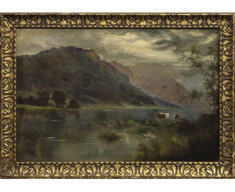 J WALTERS (FRANCIS E JAMIESON 1895 - 1950), CATTLE AT DUSK oil on canvas, signed and dated 1918 49cm x 74cm Framed. Note: Fra