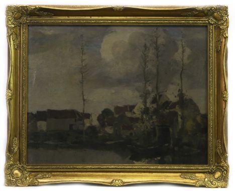 DAVID GAULD RSA (SCOTTISH 1865 - 1936), WINTER VILLAGE oil on canvas, signed 36cm x 46cm Framed. Note: David Gauld (7 Novembe