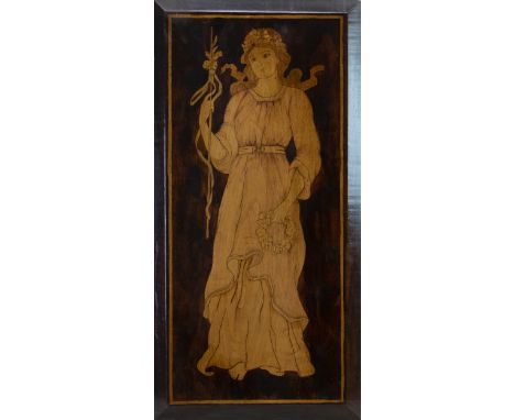 BRITISH SCHOOL, EARLY 20TH CENTURY, PEACE a hand-drawn ink and woodstained panel, unsigned 60cm x 31cm Integral frame. Note: 