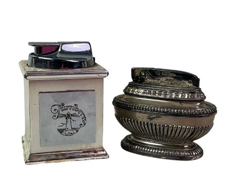 TURNBERRY LIGHTER, BY RONSON  of square form, along with a Queen Anne Ronson lighter7.5cm highQty: 2