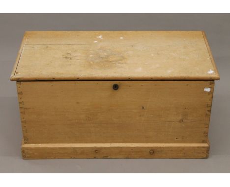 A Victorian pine trunk. 86 cm wide x 45 cm high.