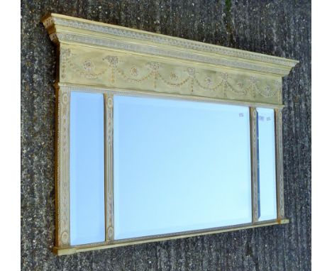 A gilt over-mantle mirror. 132 cm wide x 82 cm high.