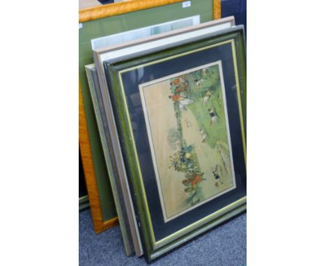 A quantity of various prints, mostly pertaining to equine pursuits, including Sir ALFRED MUNNINGS, 'Under Starter's Orders Ne