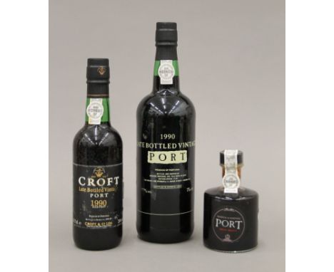 A 75 cl bottle of St Michael 1990 late-bottled vintage port, a 37.5cl bottle of  Croft 1990 late-bottled vintage port and a 2