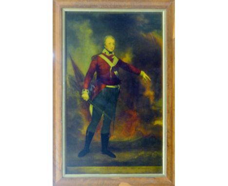 A reverse print on glass of the 'Right Honourable Henry Lord Mulgrave', framed. 41 x 69 cm.