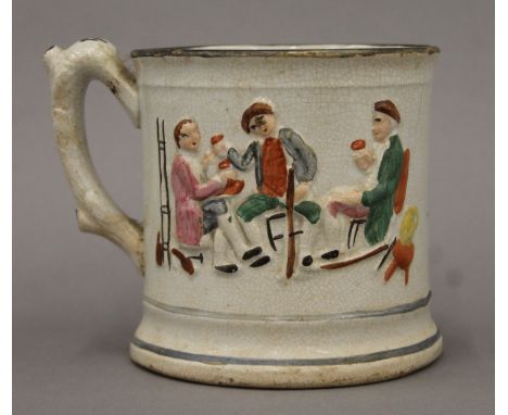 A Victorian pottery frog mug. 12 cm high.