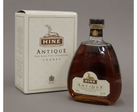 A boxed 70 cl bottle of Hine Antique Tres Rare Fine Champagne cognac. 