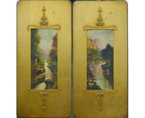Two Victorian oils on panel, each  housed in a gilt frame. 29 x 62.5 cm overall.
