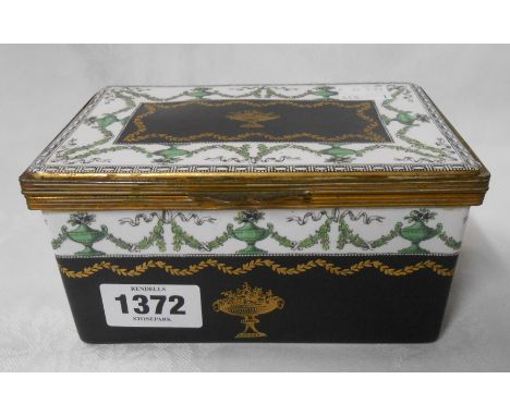 An early 20th Century Copeland Late Spode pottery box with gilt metal mounted lift-up lid and decorated with transfer printed