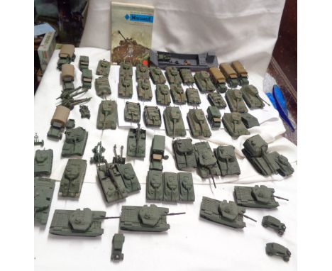 A box containing a selection of Roco minitanks models with manual