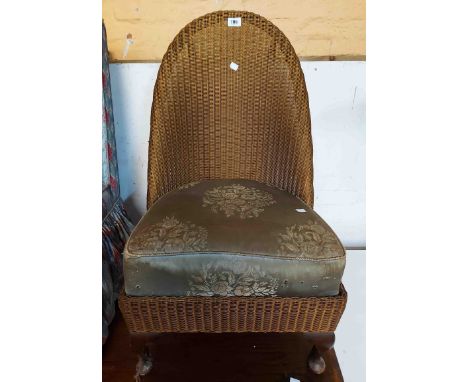 A vintage Lloyd Loom boudoir chair with sprung upholstered seat and original gold sprayed finish