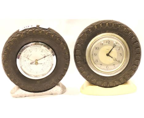 Two Goodyear promotional items; clock and barometer. P&amp;P Group 3 (£25+VAT for the first lot and £5+VAT for subsequent lot