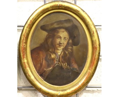 Oval early 19th Century Dutch portrait on ceramic of a gentleman, signed but indistinct. P&amp;P Group 3 (£25+VAT for the fir