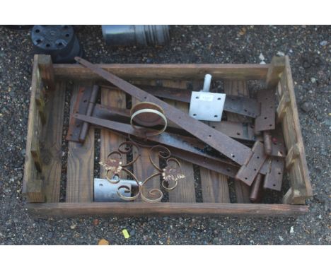 A quantity of hinges, gate pins etc